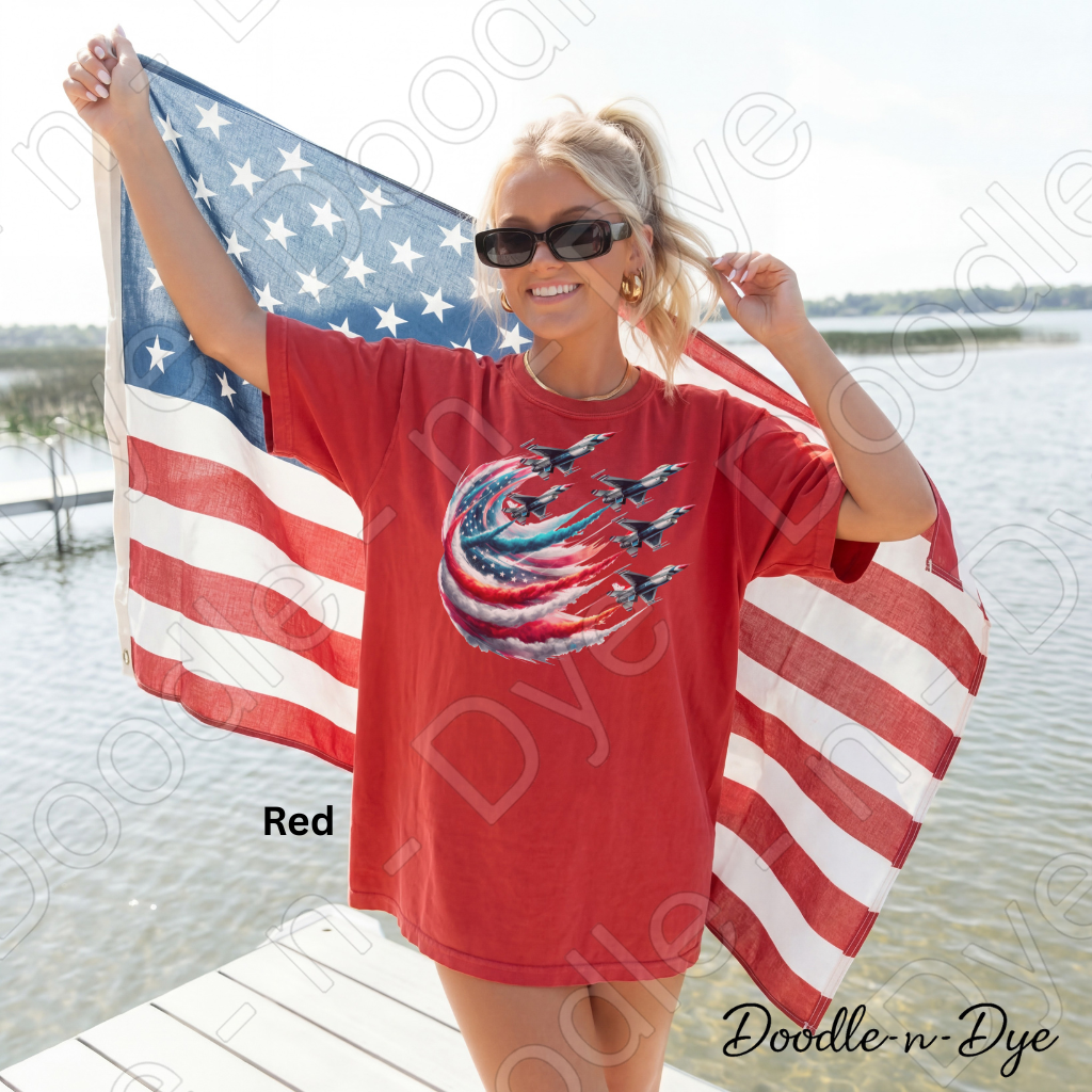 America 250 Shirt – Patriotic Fighter Jet Red White Blue Tee - 4th of July T-Shirt, Independence Day Tshirt