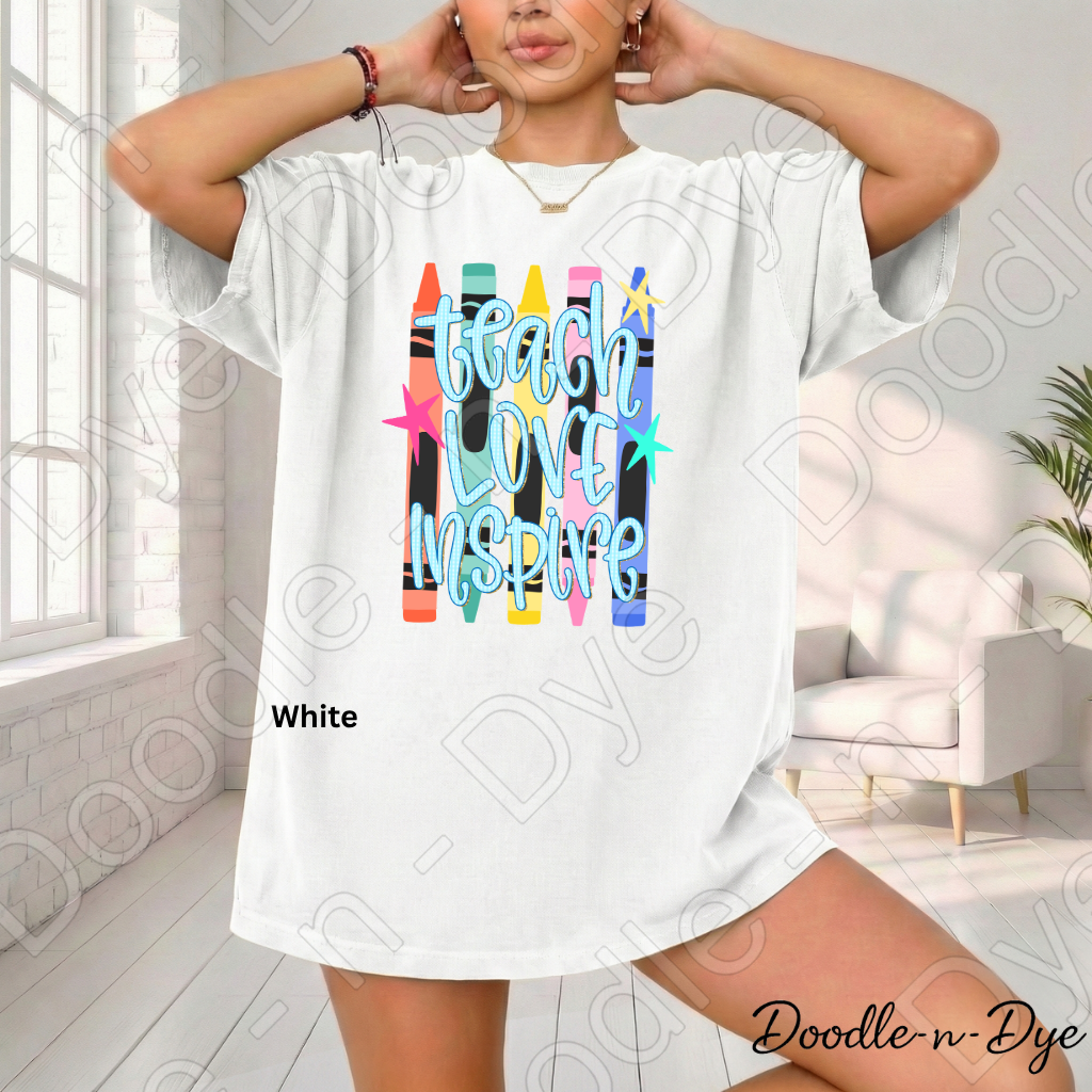 Teach Love Inspire Teacher Shirt, Inspirational Teacher Tee, Comfort Colors Teacher Shirt, Motivational Teacher Gift, Back to School Teacher Tee, Educator Shirt