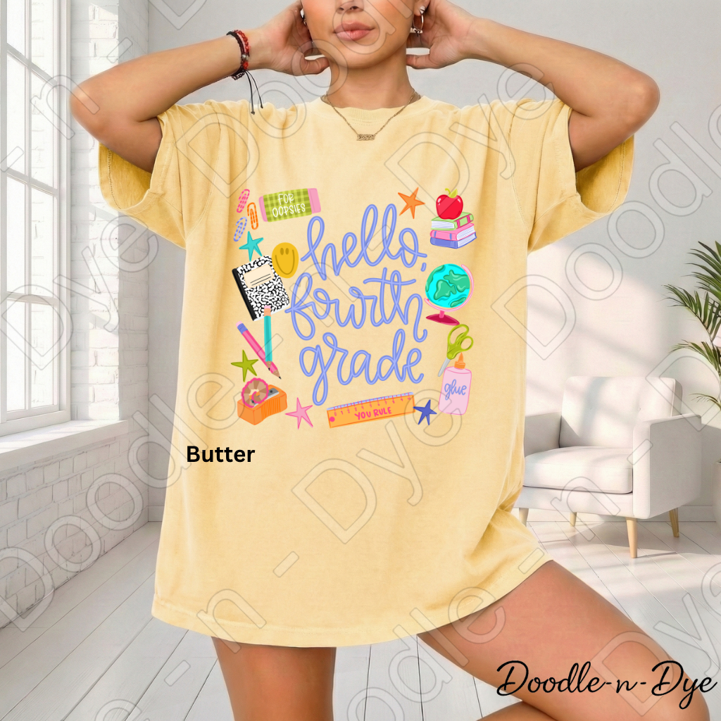 Hello Fourth Grade Teacher Shirt – Comfort Colors Back to School Fourth Grade Teacher Tee for Educators