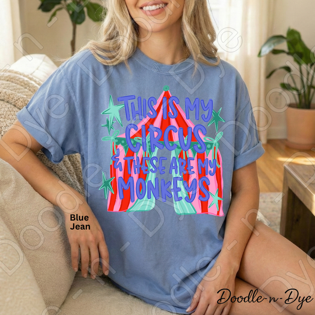 Funny Monkey Comfort Colors Tee, Teacher or Mom Life Shirt, This is My Circus These Are My Monkeys tee, Classroom Humor Tee, Humorous Mom Life Tee, Teacher Gift, Gift for Mom, Back to School Tee