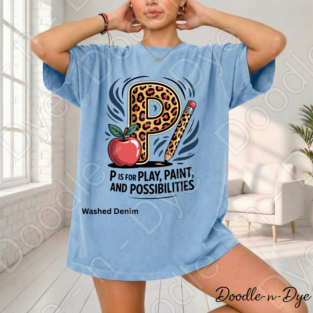 Pre-K Teacher Shirt – P Is for Play Paint and Possibilities Tee | Comfort Colors Preschool Teacher Shirt
