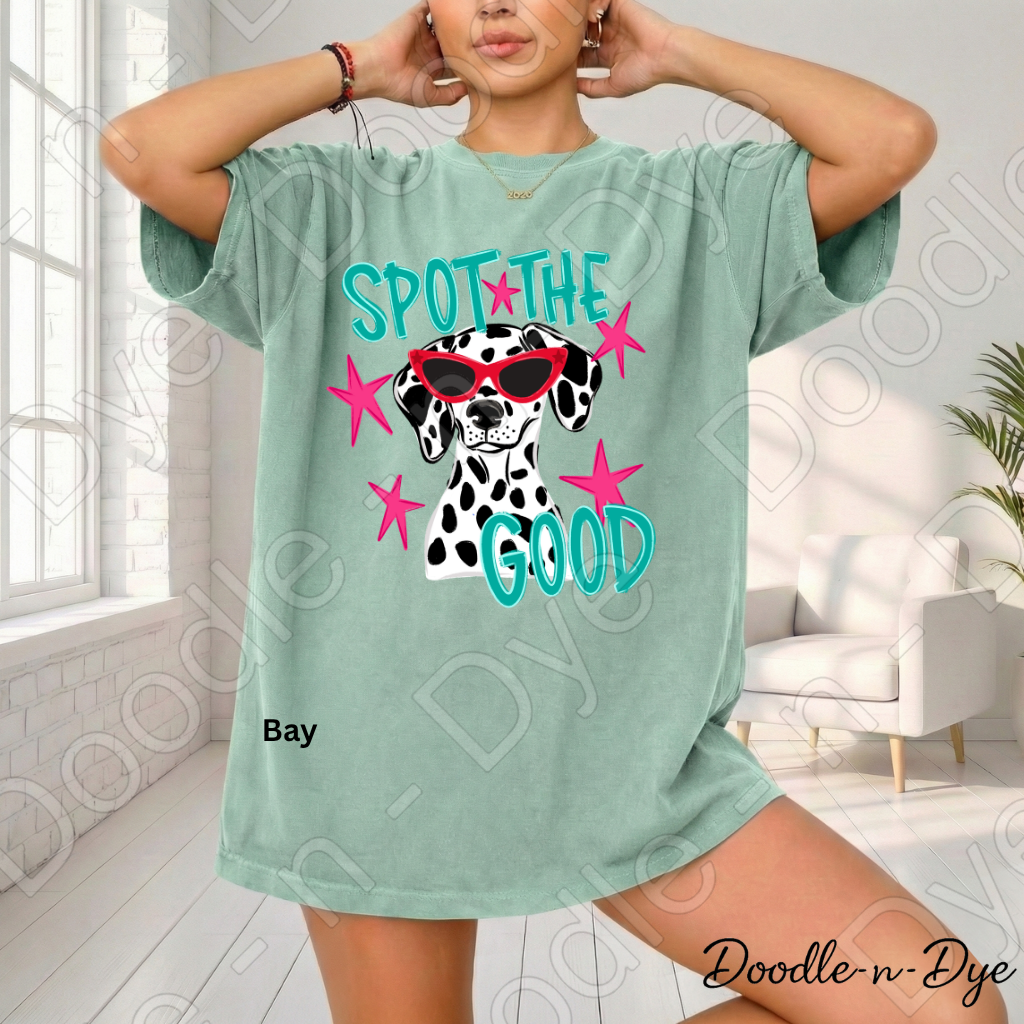 Spot the Good Inspirational Comfort Colors Tee, Positive Message Shirt, Encouraging School Outfit, Cute Dalmatian Kindness Tee, Back‑to‑School Graphic Shirt