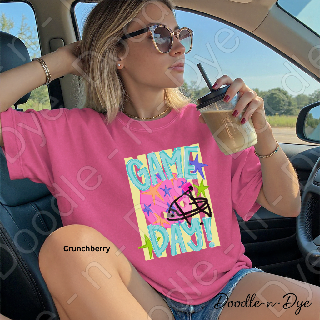Game Day Comfort Colors Tee, Football Spirit Shirt for Women, Cute Game Day Outfit Idea, Colorful Football Helmet Tee, School Spirit and Sports Mom Shirt, Gift for Her