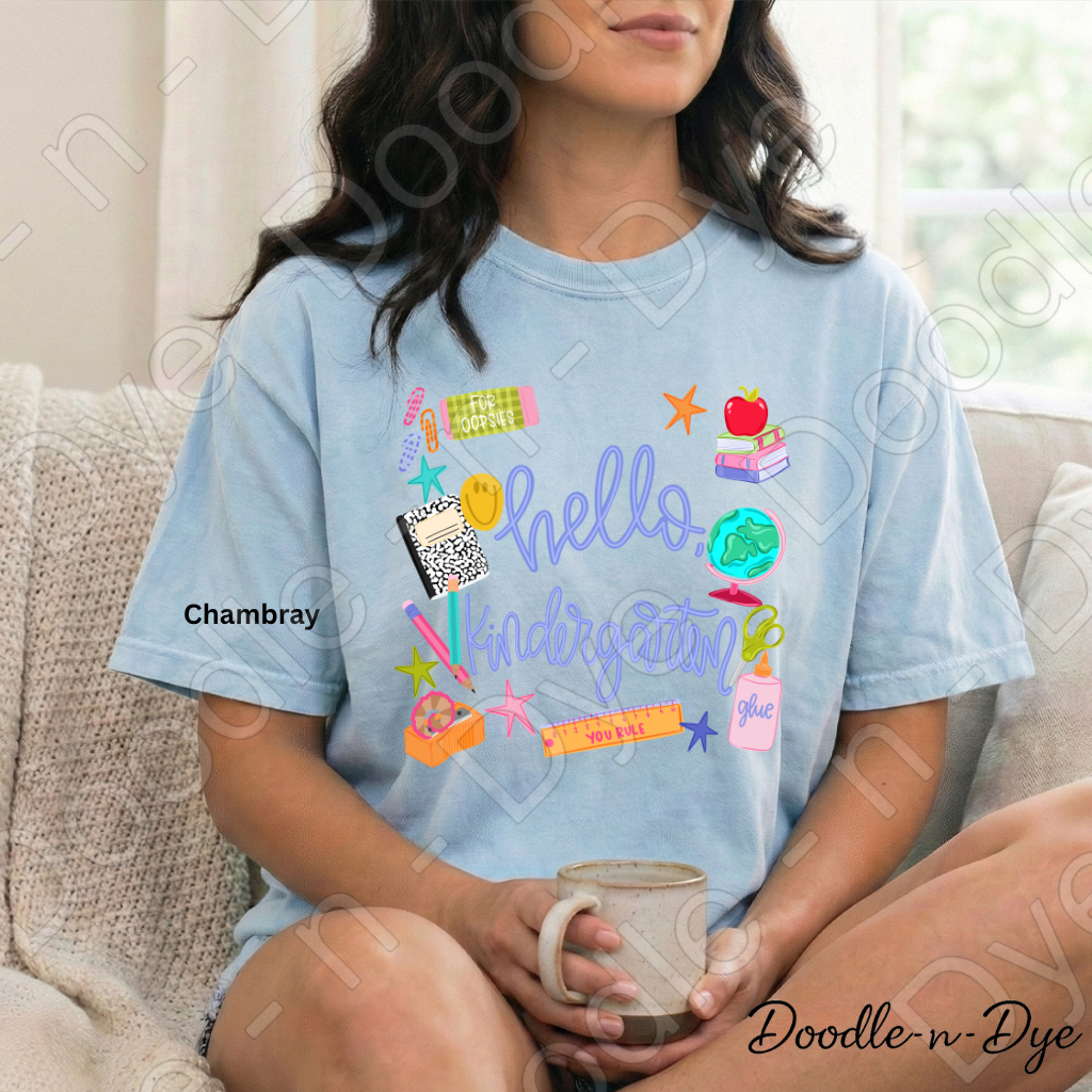 Hello Kindergarten Teacher Shirt – Comfort Colors Back to School Kindergarten Teacher Tee for Educators