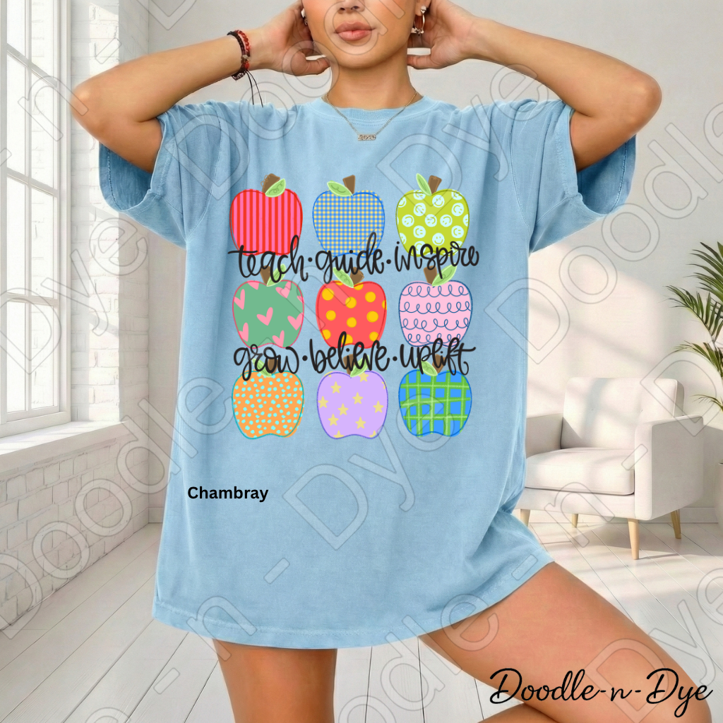 Inspirational Teacher Shirt, Teacher Apple Shirt, Comfort Colors Teacher Tee, Teacher Appreciation Gift, Motivational Teacher Shirt, Back to School Teacher Tee