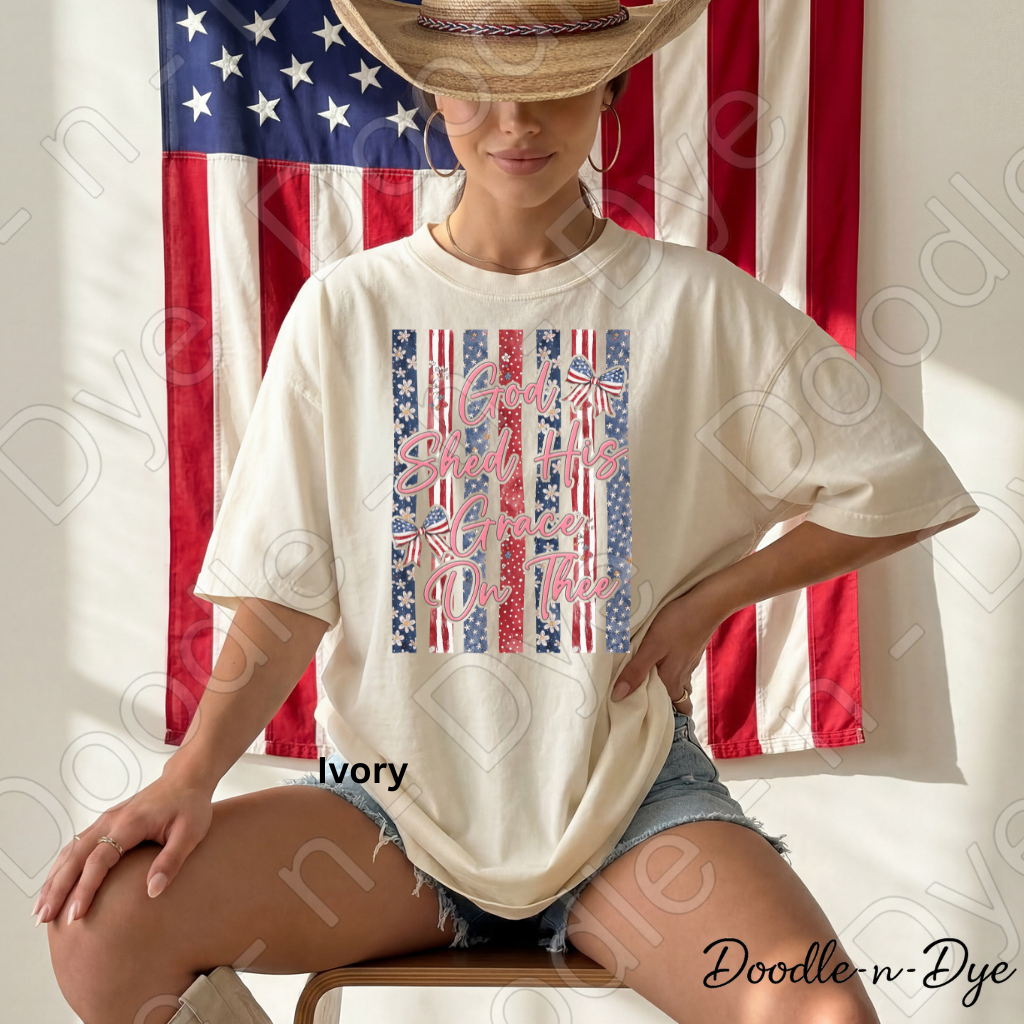 God Shed His Grace On Thee Shirt – Patriotic Comfort Colors Tee - July 4th Tshirt - Independence Day T-Shirt