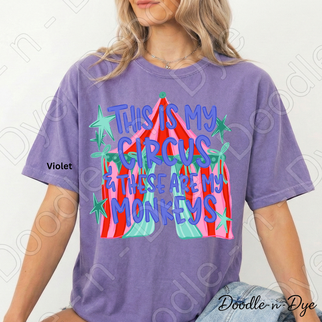 Funny Monkey Comfort Colors Tee, Teacher or Mom Life Shirt, This is My Circus These Are My Monkeys tee, Classroom Humor Tee, Humorous Mom Life Tee, Teacher Gift, Gift for Mom, Back to School Tee