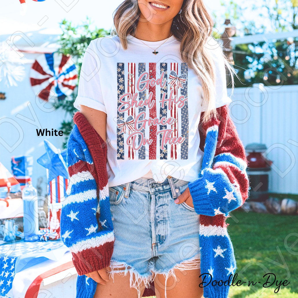 God Shed His Grace On Thee Shirt – Patriotic Comfort Colors Tee - July 4th Tshirt - Independence Day T-Shirt