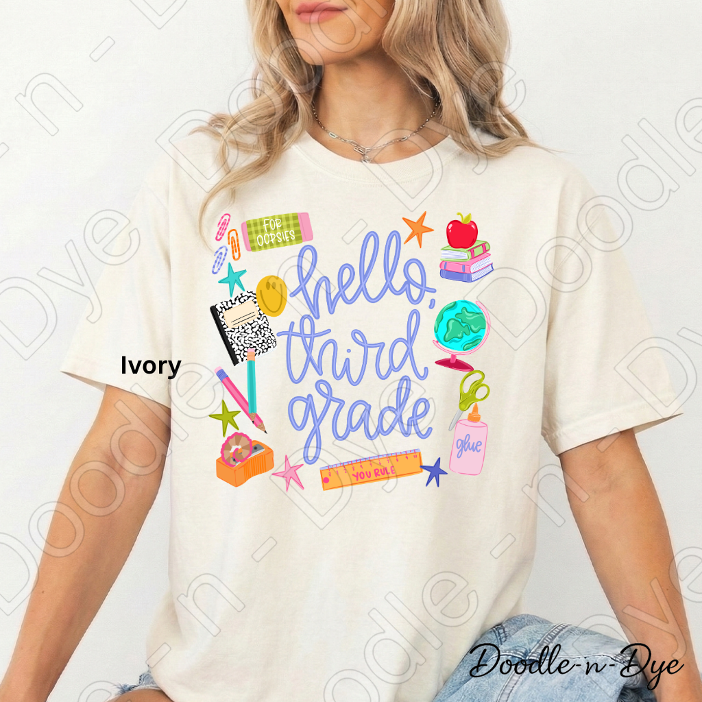 Hello Third Grade Teacher Shirt – Comfort Colors Back to School Third Grade Teacher Tee for Educators