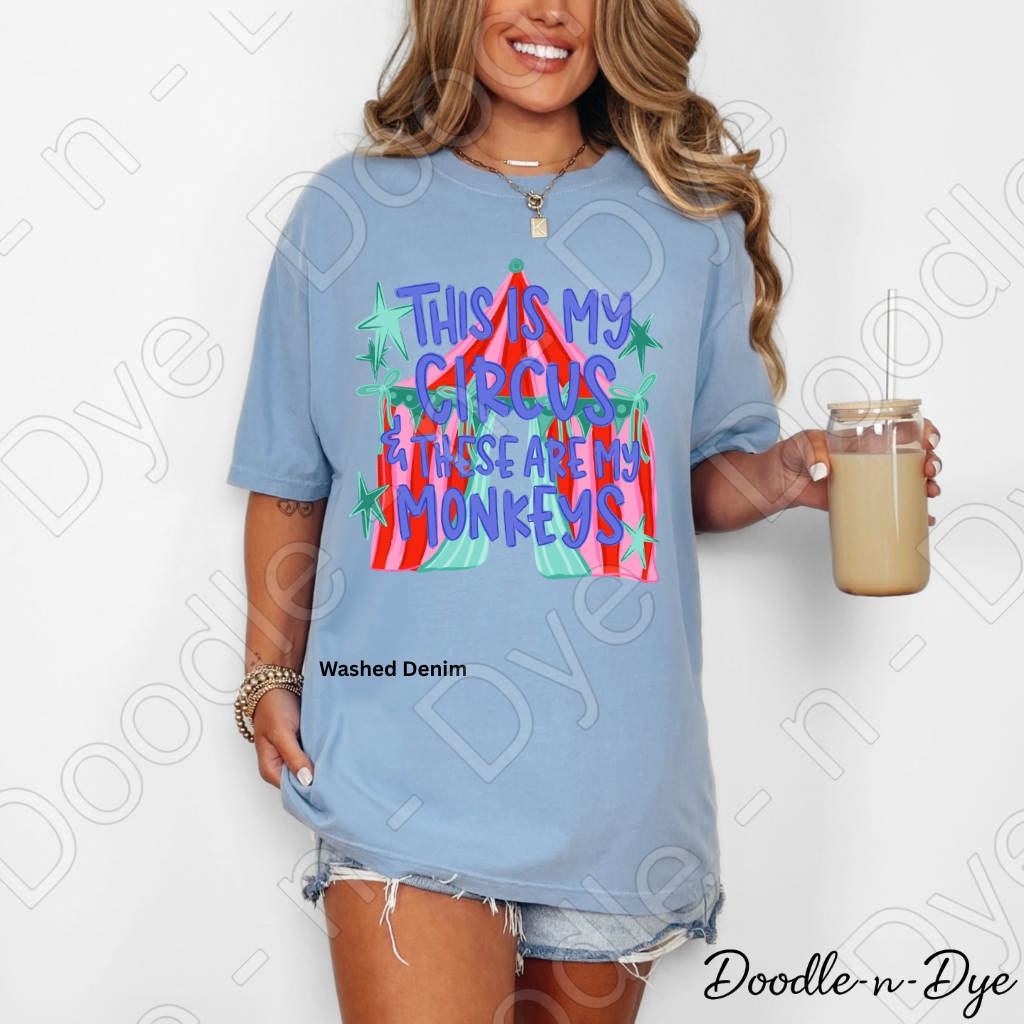 Funny Monkey Comfort Colors Tee, Teacher or Mom Life Shirt, This is My Circus These Are My Monkeys tee, Classroom Humor Tee, Humorous Mom Life Tee, Teacher Gift, Gift for Mom, Back to School Tee
