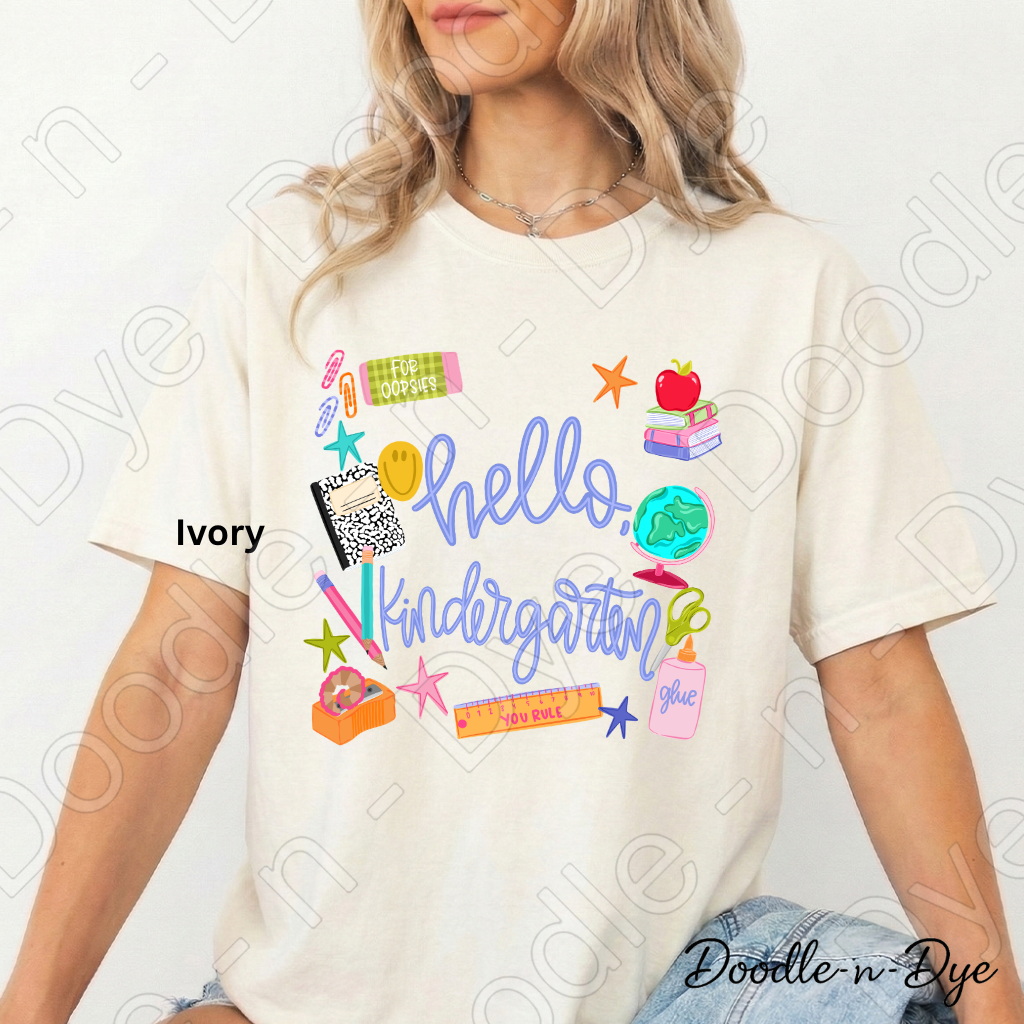 Hello Kindergarten Teacher Shirt – Comfort Colors Back to School Kindergarten Teacher Tee for Educators
