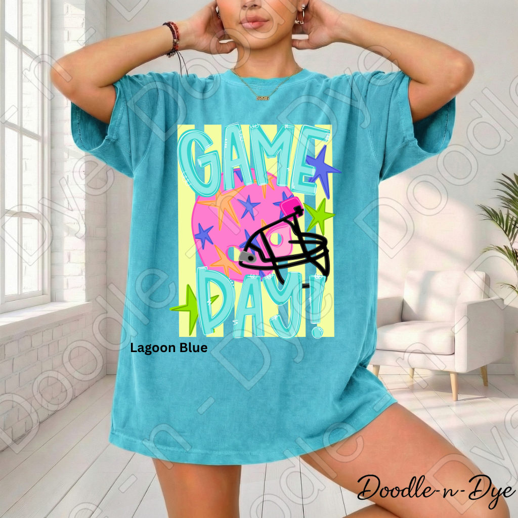Game Day Comfort Colors Tee, Football Spirit Shirt for Women, Cute Game Day Outfit Idea, Colorful Football Helmet Tee, School Spirit and Sports Mom Shirt, Gift for Her