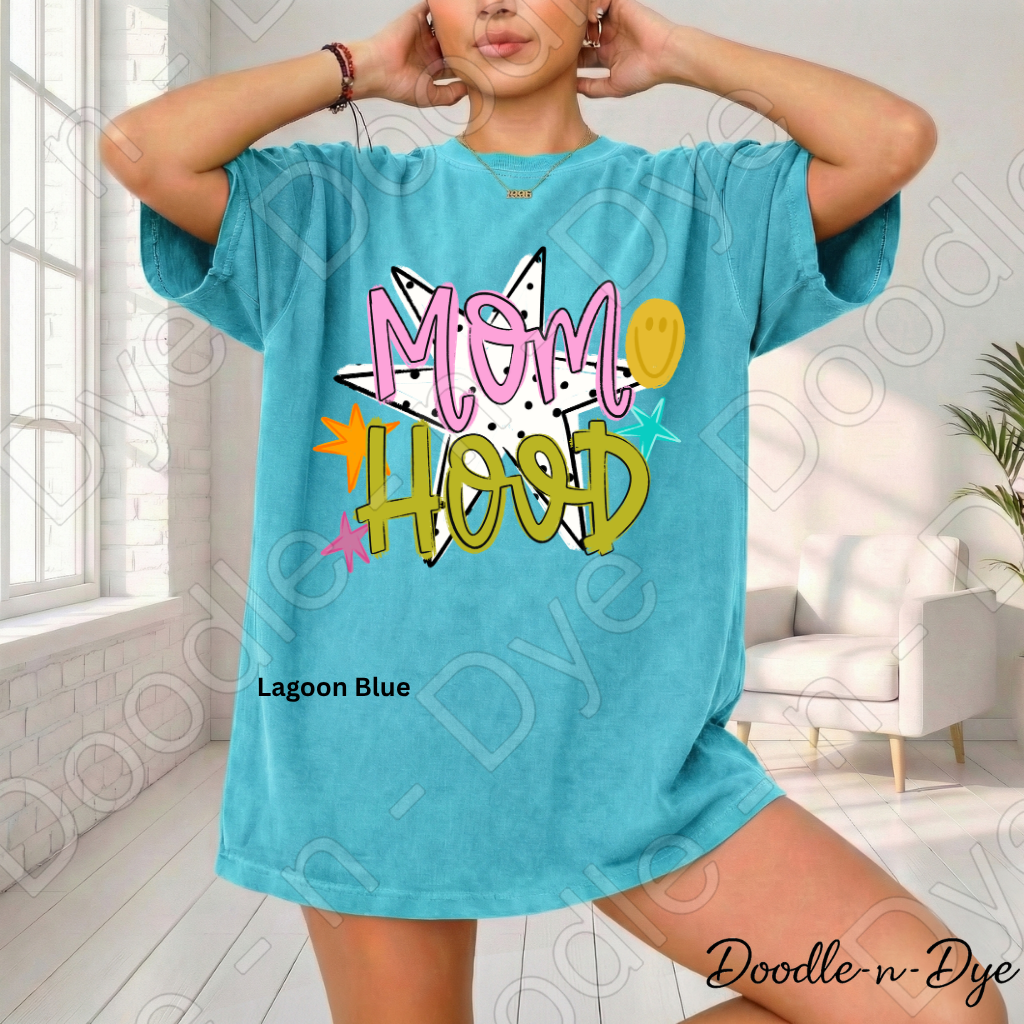 Mom Hood Comfort Colors Tee, Cute Mom Life Shirt for Everyday Wear, Trendy Motherhood Graphic Tee, Fun Mom Outfit Idea, Colorful Mom Life Shirt, Gift for Mom, Gift for Her