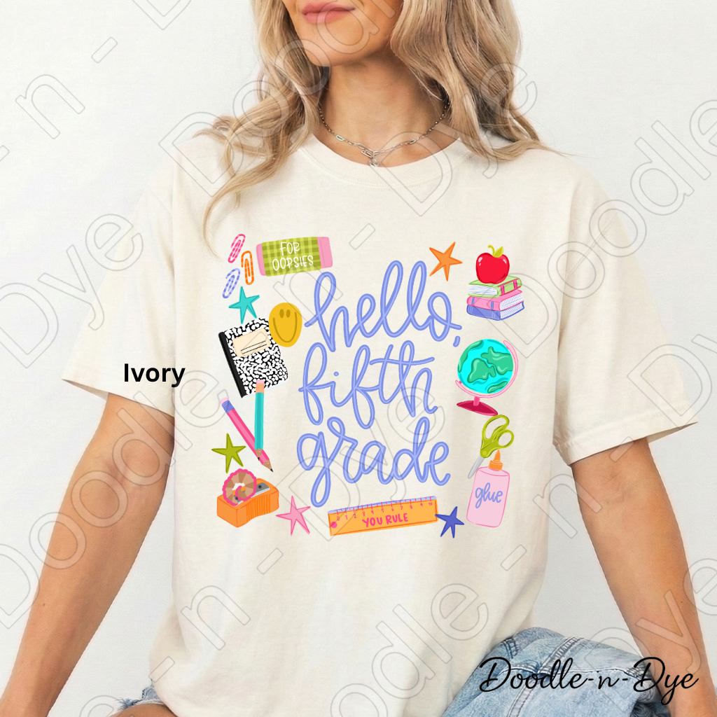 Hello Fifth Grade Teacher Shirt – Comfort Colors Back to School Fifth Grade Teacher Tee for Educators