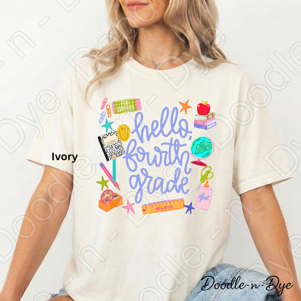 Hello Fourth Grade Teacher Shirt – Comfort Colors Back to School Fourth Grade Teacher Tee for Educators