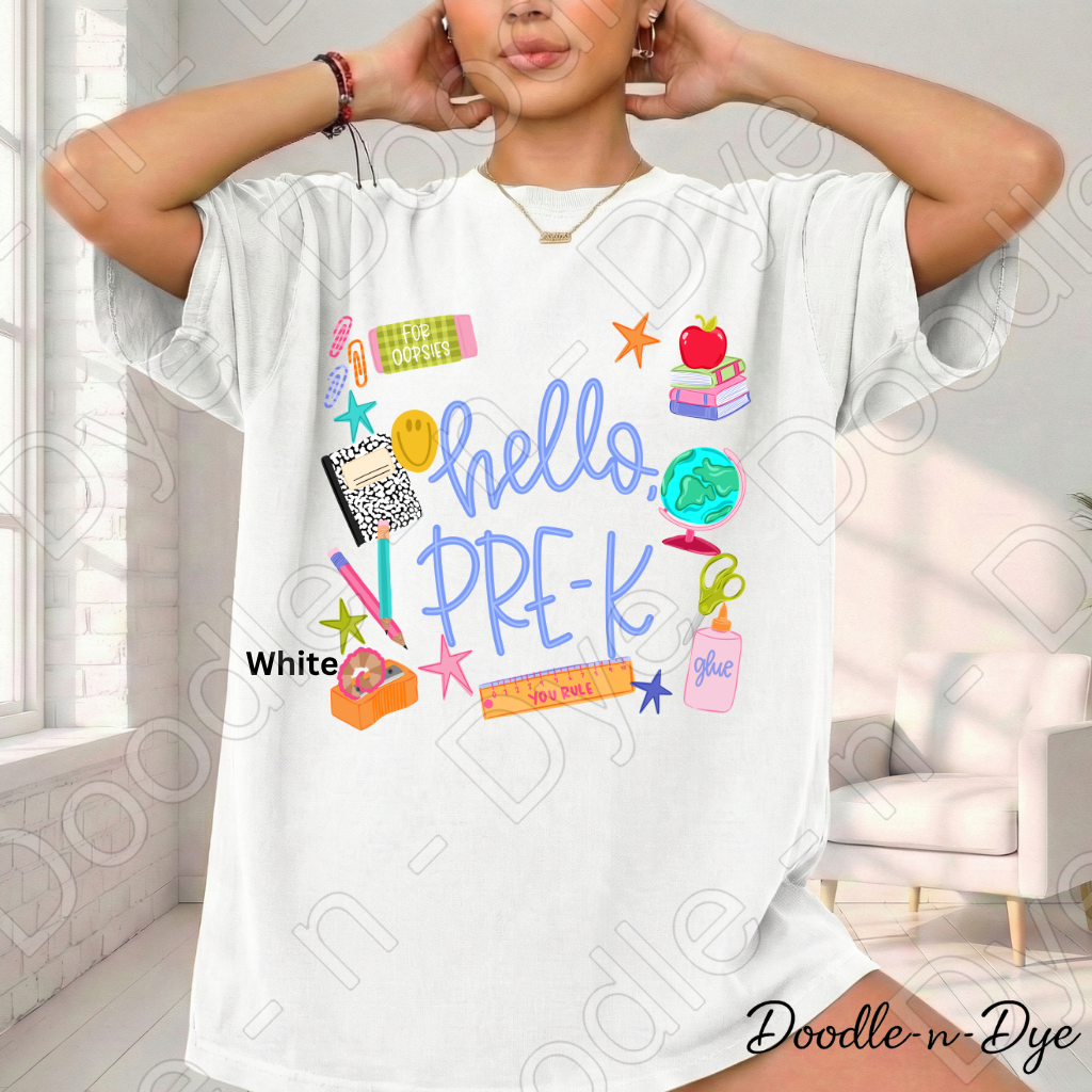 Hello Pre-K Teacher Shirt – Comfort Colors Back to School Preschool Teacher Tee for Early Childhood Educators