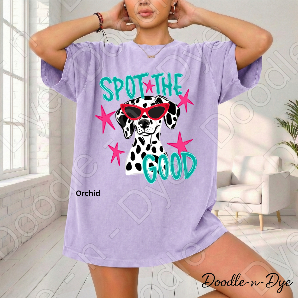 Spot the Good Inspirational Comfort Colors Tee, Positive Message Shirt, Encouraging School Outfit, Cute Dalmatian Kindness Tee, Back‑to‑School Graphic Shirt