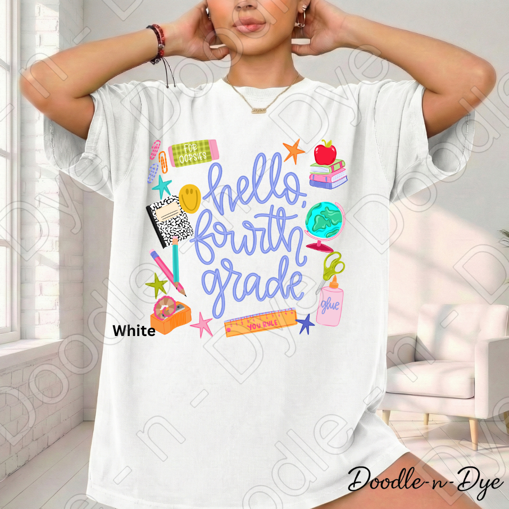 Hello Fourth Grade Teacher Shirt – Comfort Colors Back to School Fourth Grade Teacher Tee for Educators