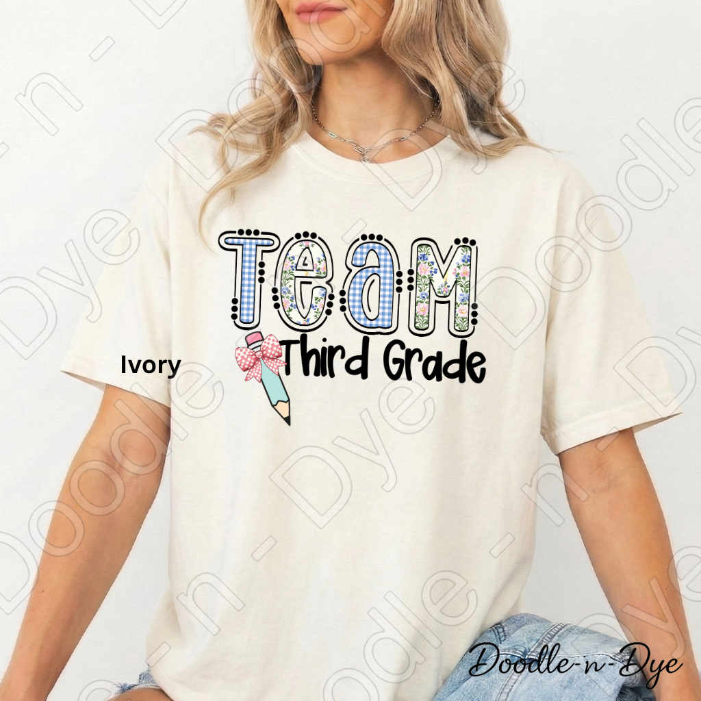 Third Grade Teacher Shirt, Team Third Grade Teacher Comfort Colors Tee, Doodle-n-Dye Original Design, Teacher Team Shirt, Back to School Teacher Gift
