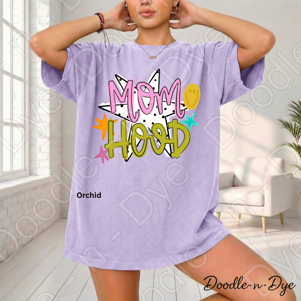 Mom Hood Comfort Colors Tee, Cute Mom Life Shirt for Everyday Wear, Trendy Motherhood Graphic Tee, Fun Mom Outfit Idea, Colorful Mom Life Shirt, Gift for Mom, Gift for Her