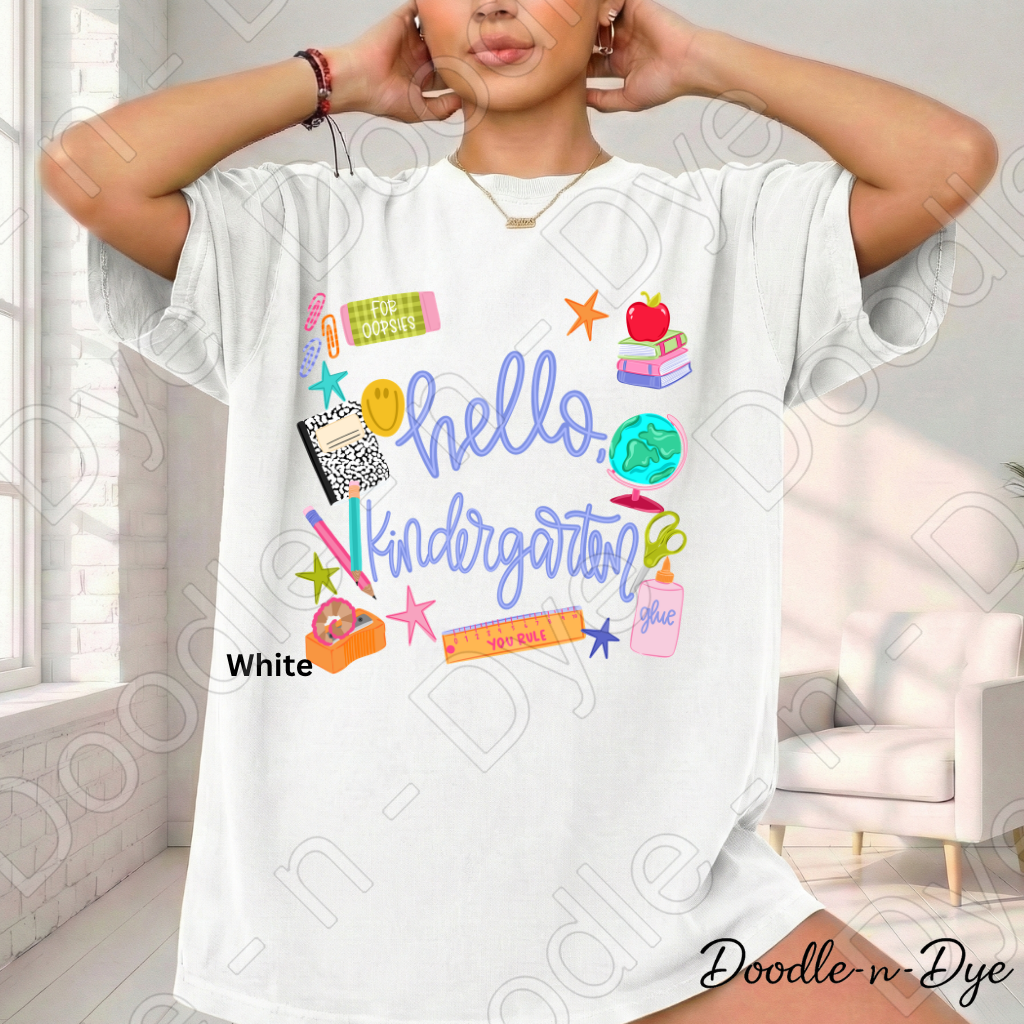 Hello Kindergarten Teacher Shirt – Comfort Colors Back to School Kindergarten Teacher Tee for Educators