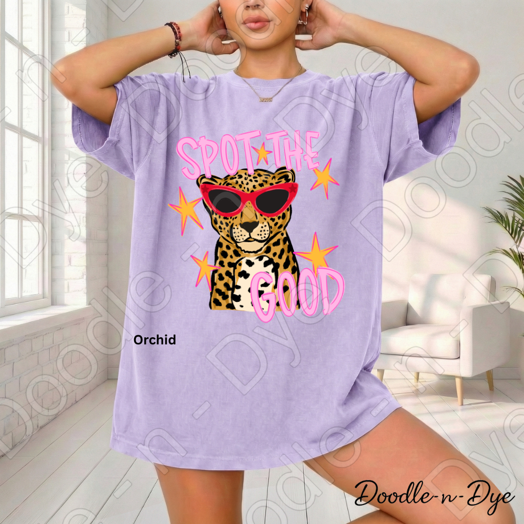 Spot the Good Comfort Colors Tee, Positive Message Shirt, Be Kind Graphic Tee, Encouraging Teacher & Student Shirt, Cute Leopard or Cheetah Kindness Tee