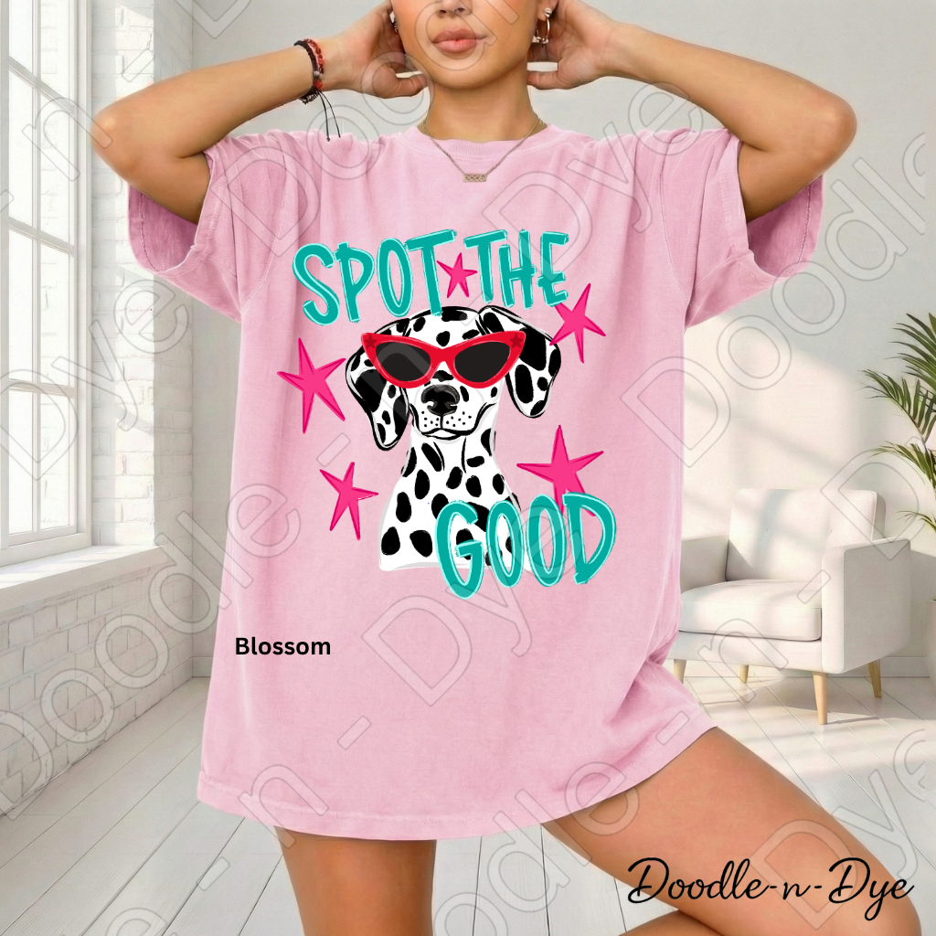 Spot the Good Inspirational Comfort Colors Tee, Positive Message Shirt, Encouraging School Outfit, Cute Dalmatian Kindness Tee, Back‑to‑School Graphic Shirt