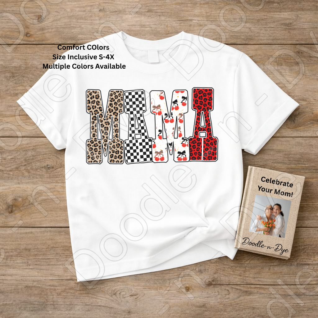 Mama Shirt – Comfort Colors 1717 Mixed Pattern Mom Tee - Mother's Day Gift for Mom