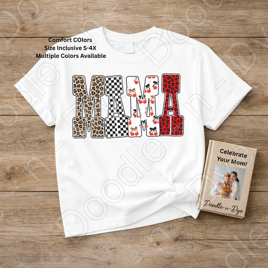 Mama Shirt – Comfort Colors 1717 Mixed Pattern Mom Tee - Mother's Day Gift for Mom