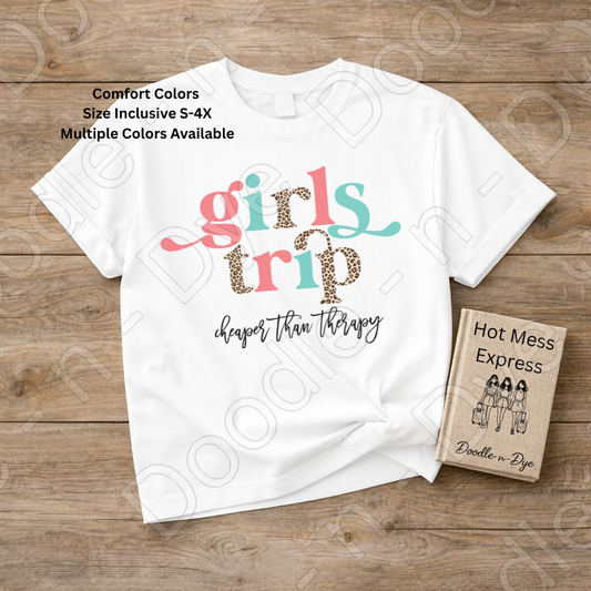 Girls Trip Shirt – Cheaper Than Therapy Comfort Colors Tee - Bachelorette Trip - Gift for Her