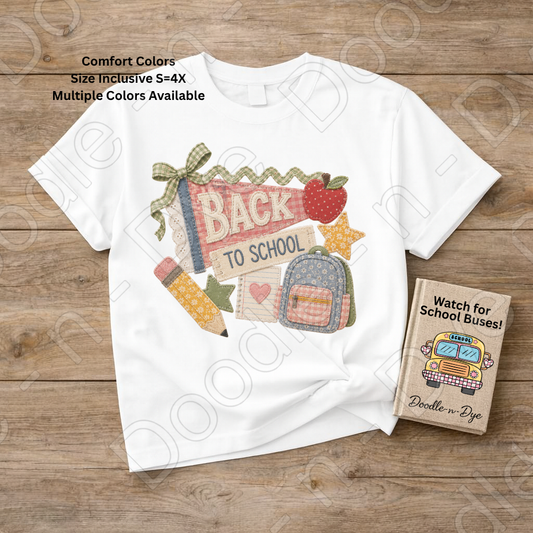 Retro Back to School Shirt | Vintage School Comfort Colors Tee | Cute Teacher Shirt | First Day of School Tee | Patchwork School Graphic Shirt