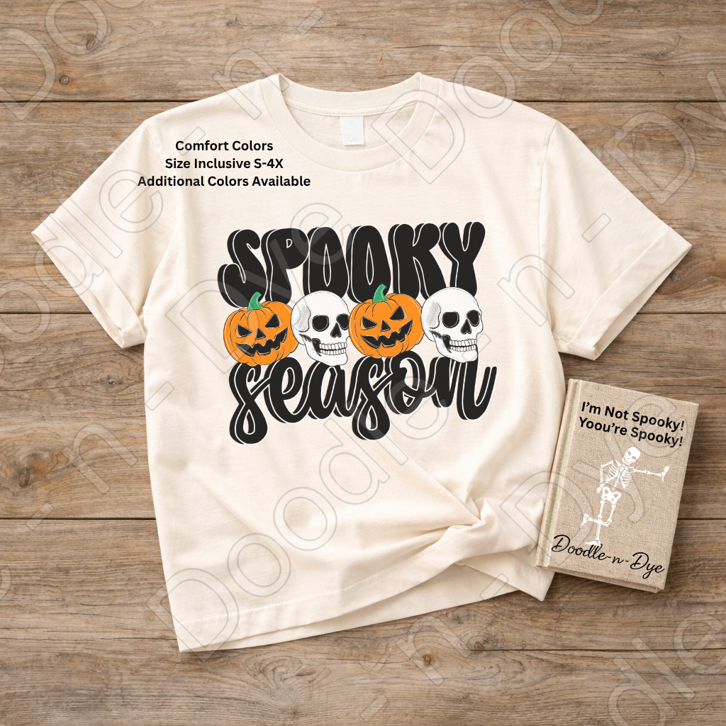 Spooky Season Shirt, Halloween Pumpkin Skull Tee, Comfort Colors Halloween Shirt, Cute Spooky Fall Graphic Tee, October Pumpkin Shirt