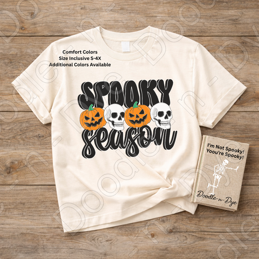Spooky Season Shirt, Halloween Pumpkin Skull Tee, Comfort Colors Halloween Shirt, Cute Spooky Fall Graphic Tee, October Pumpkin Shirt