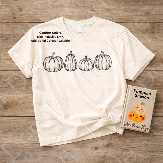 Minimalist Pumpkin Shirt | Original Pumpkin Sketch Tee | Comfort Colors 1717 | Farmhouse Fall Shirt | Simple Autumn Graphic Tee