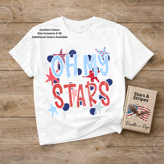 Oh My Stars Patriotic Shirt – Comfort Colors Red White & Blue Tee for 4th of July, Summer Events, Parades & Americana Outfits, 250th Anniversary Tee