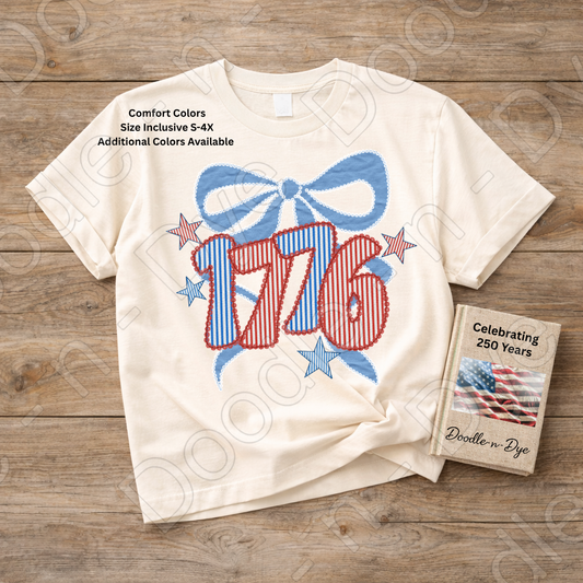1776 Patriotic Shirt, USA 1776 Comfort Colors Tee, Fourth of July Shirt, America Coquette Bow Shirt, Patriotic Graphic Tee, Independence Day Shirt, 250th USA Anniversary