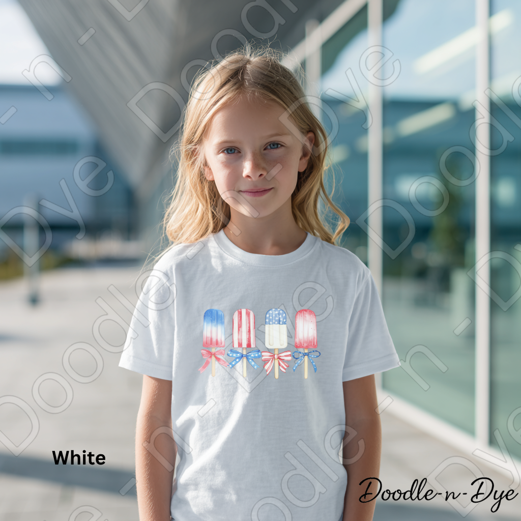 Youth Patriotic Popsicle Shirt – Red White Blue Summer Tee - July 4th T-Shirt
