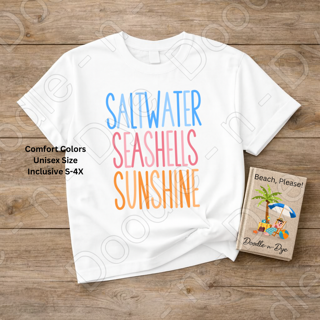 Saltwater Seashells Sunshine Shirt – Comfort Colors Beach Tee - Matching Family Tees