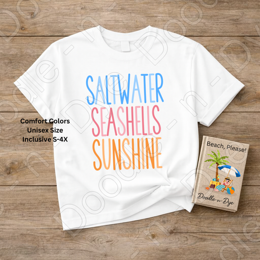 Saltwater Seashells Sunshine Shirt – Comfort Colors Beach Tee - Matching Family Tees
