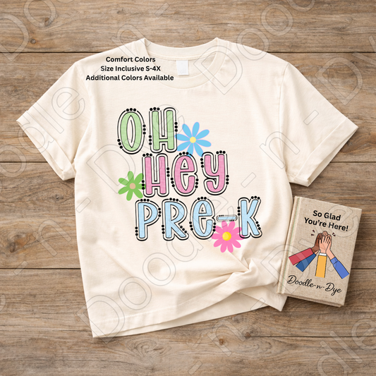 Pre-K Teacher Shirt, Pre-K Comfort Colors Teacher Tee, Doodle-n-Dye Original Design, Grade Level Pre-K Teacher Shirt, Preschool Teacher Gift, Back to School Teacher Tee