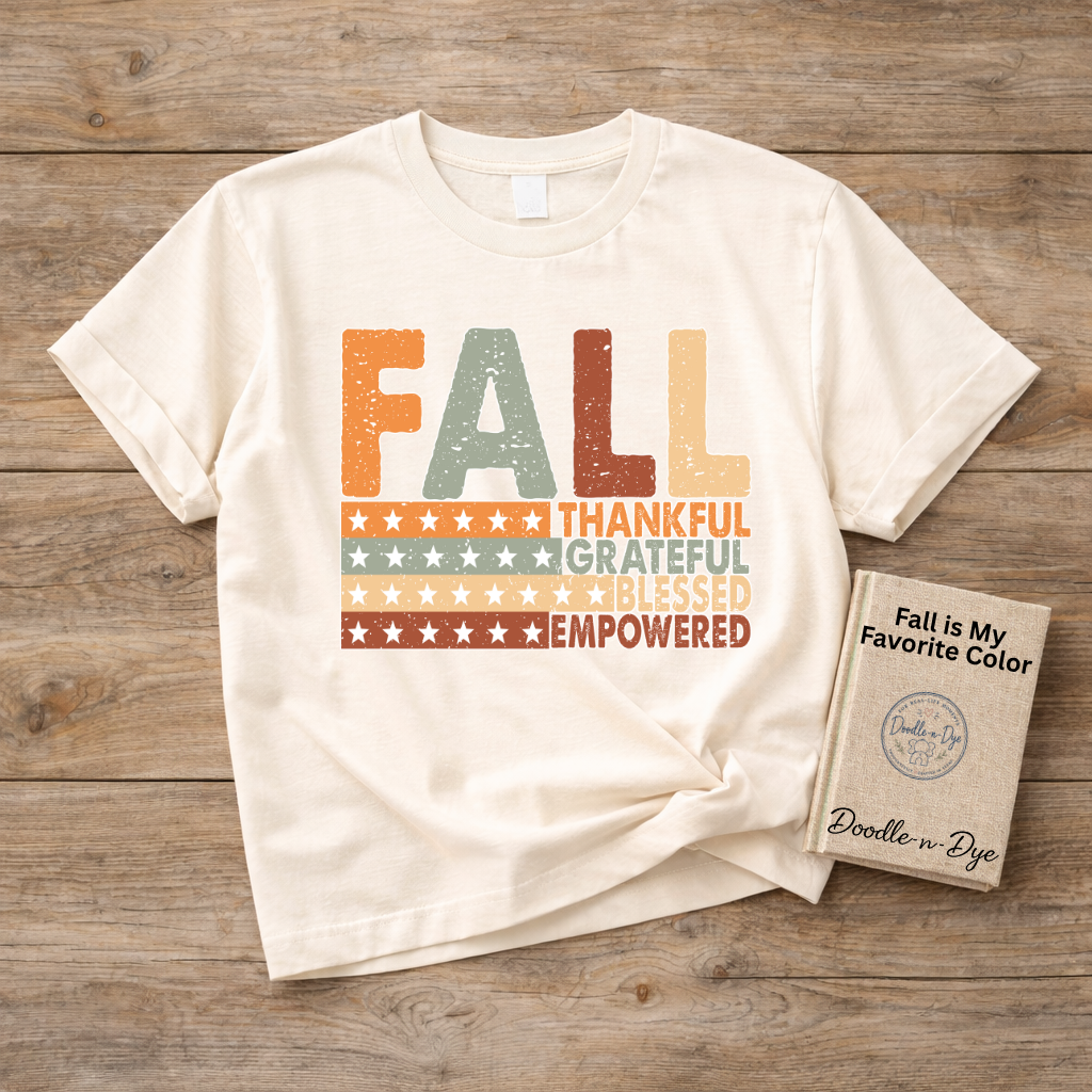 Fall Thankful Grateful Blessed Shirt | Autumn Graphic Tee | Thanksgiving Empowerment Shirt | Comfort Colors® 1717 Fall T-Shirt | Inspirational Fall Tee