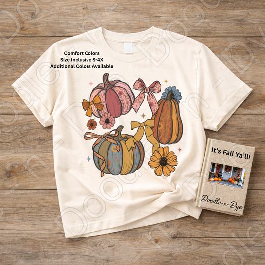 Shabby Chic Pumpkin Shirt, Farmhouse Fall Tee, Comfort Colors Pumpkin Shirt, Coquette Autumn Shirt, Floral Pumpkin Graphic Tee