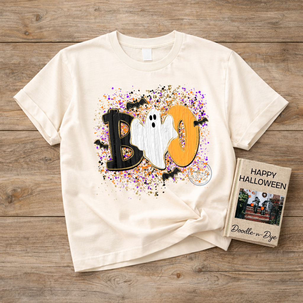 BOO Ghost Shirt | Comfort Colors® 1717 Cute Halloween T-Shirt | Spooky Season Ghost Tee | Bat Halloween Graphic Shirt | Fall Boutique Tee