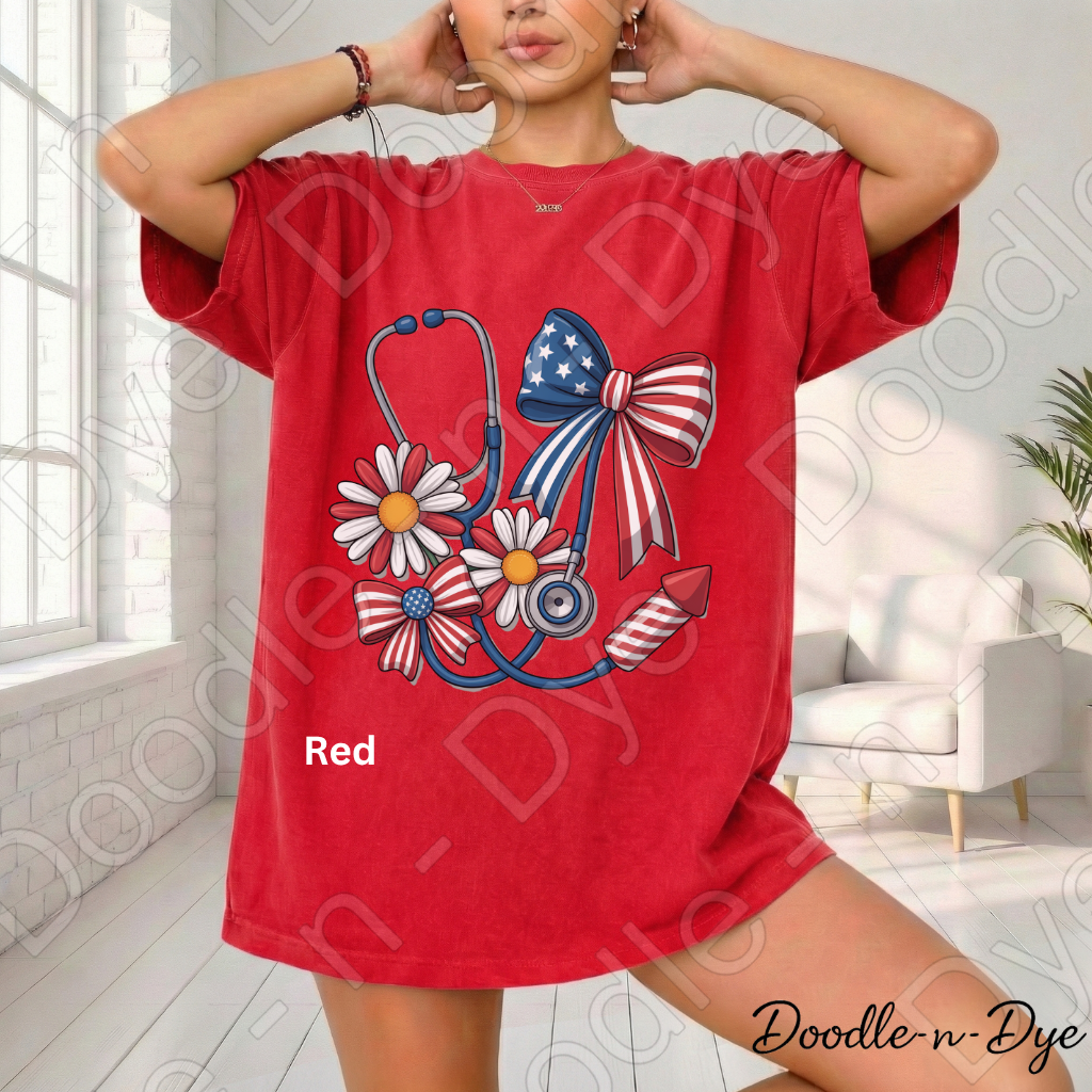 Nurse 4th of July Comfort Colors Tee, Patriotic Nurse Shirt, Nurse Life Shirt, Red White & Blue Tee, Healthcare Hero Shirt, Patriotic Medical Tee