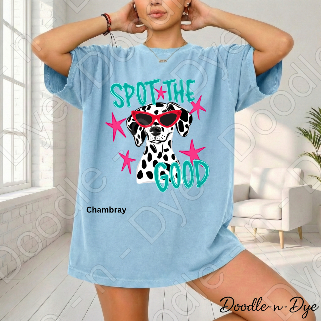 Spot the Good Inspirational Comfort Colors Tee, Positive Message Shirt, Encouraging School Outfit, Cute Dalmatian Kindness Tee, Back‑to‑School Graphic Shirt