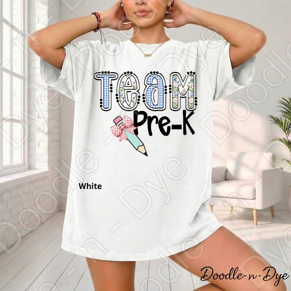 Pre-K Teacher Shirt, Team Pre-K Comfort Colors Tee, Doodle-n-Dye Original Design, Grade Level Team Shirt, Back to School Teacher Gift