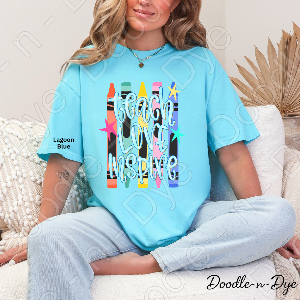 Teach Love Inspire Teacher Shirt, Inspirational Teacher Tee, Comfort Colors Teacher Shirt, Motivational Teacher Gift, Back to School Teacher Tee, Educator Shirt