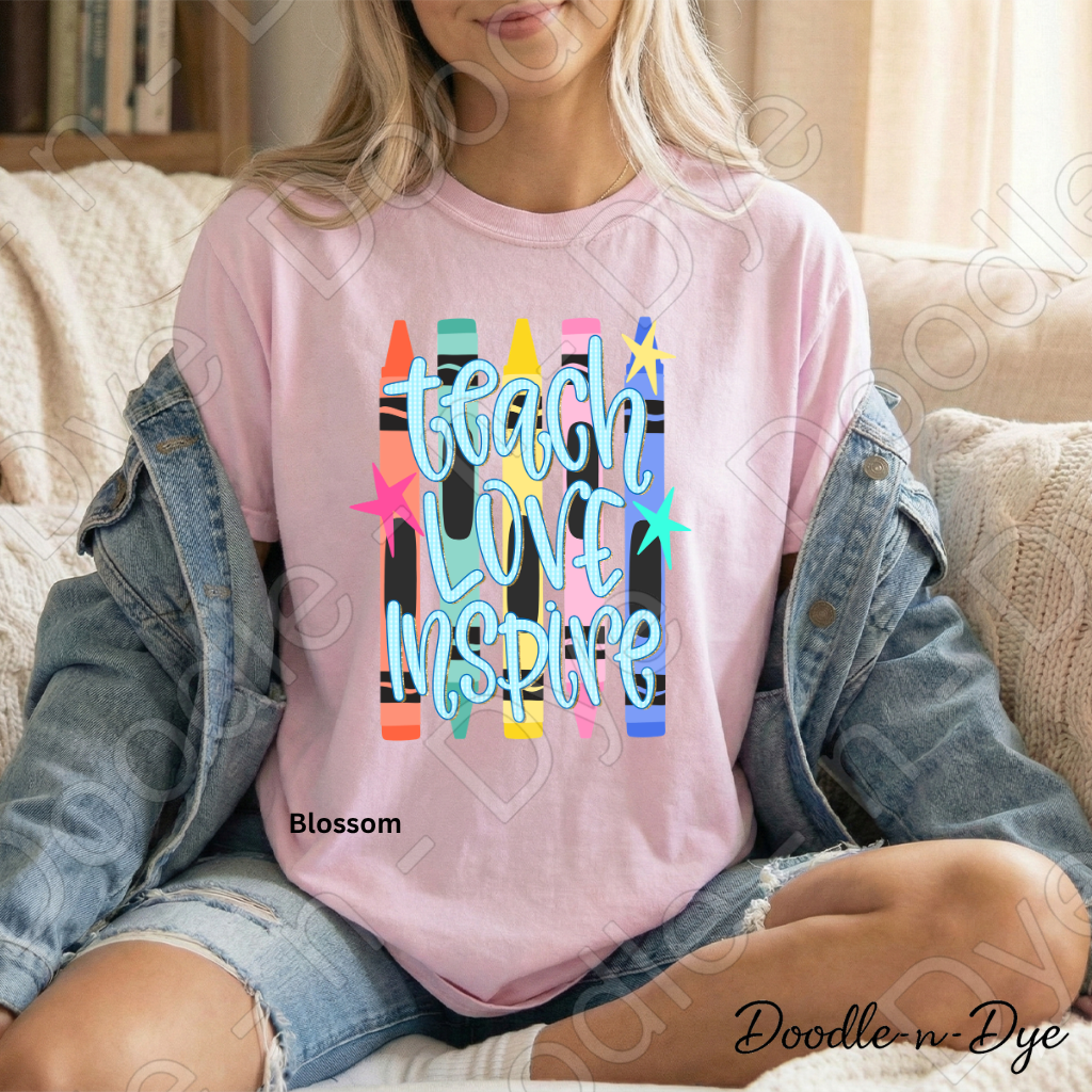 Teach Love Inspire Teacher Shirt, Inspirational Teacher Tee, Comfort Colors Teacher Shirt, Motivational Teacher Gift, Back to School Teacher Tee, Educator Shirt