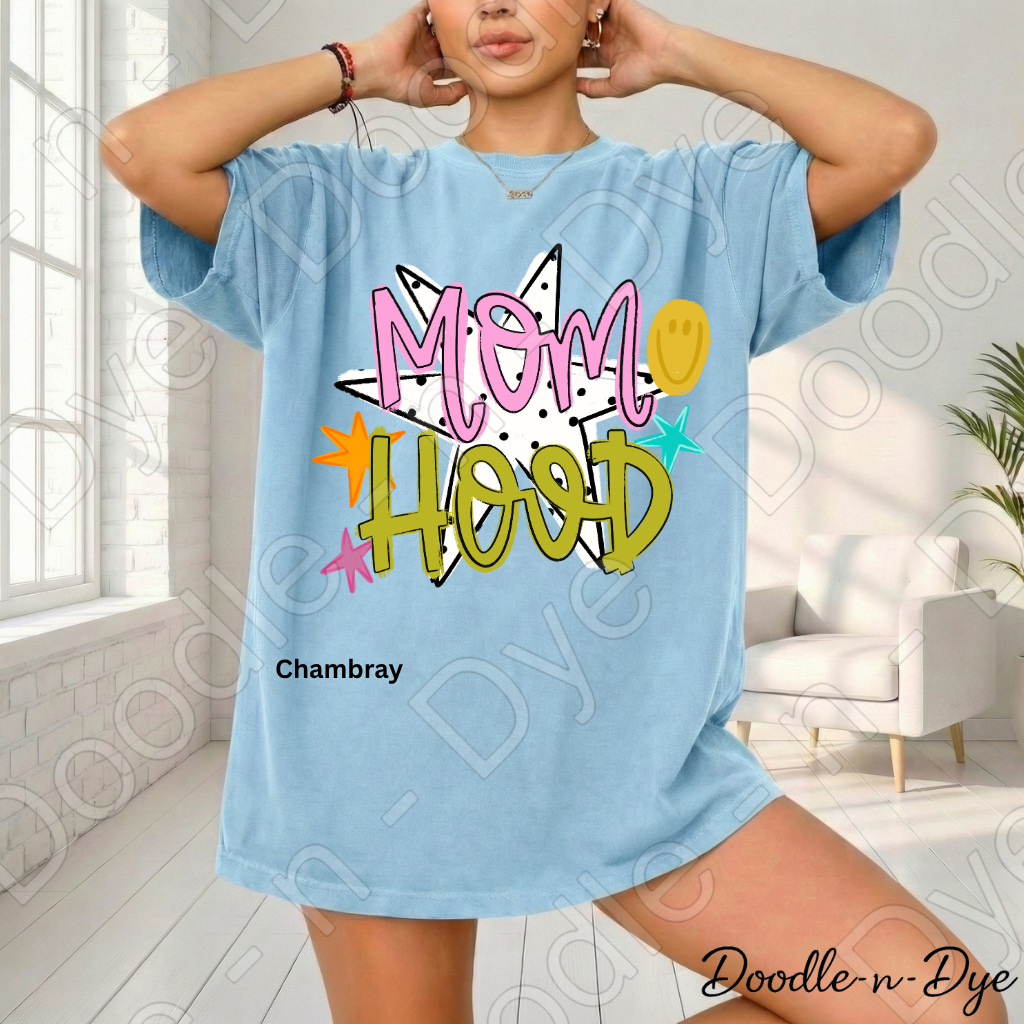 Mom Hood Comfort Colors Tee, Cute Mom Life Shirt for Everyday Wear, Trendy Motherhood Graphic Tee, Fun Mom Outfit Idea, Colorful Mom Life Shirt, Gift for Mom, Gift for Her