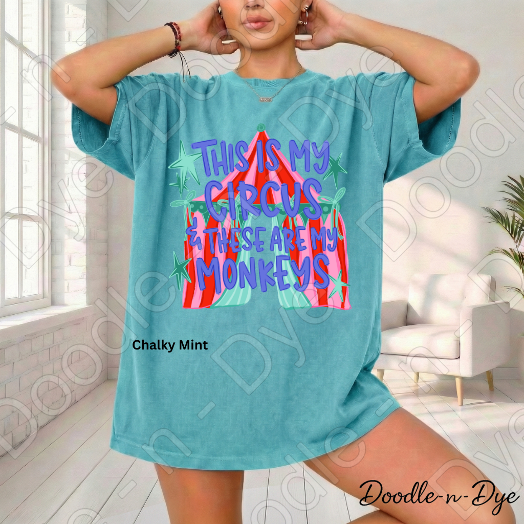 Funny Monkey Comfort Colors Tee, Teacher or Mom Life Shirt, This is My Circus These Are My Monkeys tee, Classroom Humor Tee, Humorous Mom Life Tee, Teacher Gift, Gift for Mom, Back to School Tee